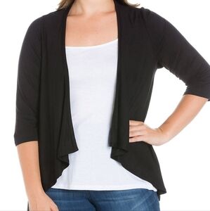 Plus Size Elbow Length Open Cardigan